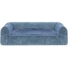 image:imageFurHaven Dog Bed Cover Replacement SofaStyle Design with Soft Breathable Fabric for Cozy Comfort Machine Washable Large Plush amp Velvet Granite GrayFaux Fur  Velvet Harbor Blue