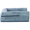 image:imageFurHaven Dog Bed Cover Replacement SofaStyle Design with Soft Breathable Fabric for Cozy Comfort Machine Washable Large Plush amp Velvet Granite GrayFaux Fur  Velvet Harbor Blue
