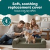 image:imageFurHaven Dog Bed Cover Replacement SofaStyle Design with Soft Breathable Fabric for Cozy Comfort Machine Washable Large Plush amp Velvet Granite GrayFaux Fur  Velvet Dark Sage