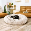 image:imageFurhaven 23 Round Calming Donut Dog Bed for Indoor Cats amp Small Dogs Washable For Dogs Up to 20 lbs  Shaggy Plush Long Faux Fur Donut Bed  Gray Small 230L x 230W x 90ThDriftwood