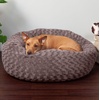 image:imageFurhaven 23 Round Donut Dog Bed for Indoor Cats amp Small Dogs Washable For Dogs Up to 20 lbs  Plush amp Diamond Print Donut Bed  Aqua SmallCurly Faux Fur Cocoa Dust