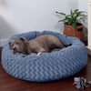 image:imageFurhaven 23 Round Donut Dog Bed for Indoor Cats amp Small Dogs Washable For Dogs Up to 20 lbs  Plush amp Diamond Print Donut Bed  Aqua SmallCurly Faux Fur Fresh Blueberry