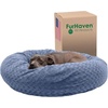 image:imageFurhaven 23 Round Donut Dog Bed for Indoor Cats amp Small Dogs Washable For Dogs Up to 20 lbs  Plush amp Diamond Print Donut Bed  Aqua SmallCurly Faux Fur Fresh Blueberry