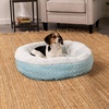image:imageFurhaven 23 Round Donut Dog Bed for Indoor Cats amp Small Dogs Washable For Dogs Up to 20 lbs  Plush amp Diamond Print Donut Bed  Aqua SmallPlush  Diamond Print Aqua