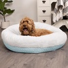 image:imageFurhaven 23 Round Donut Dog Bed for Indoor Cats amp Small Dogs Washable For Dogs Up to 20 lbs  Plush amp Diamond Print Donut Bed  Aqua SmallPlush  Diamond Print Aqua