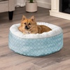 image:imageFurhaven 23 Round Donut Dog Bed for Indoor Cats amp Small Dogs Washable For Dogs Up to 20 lbs  Plush amp Diamond Print Donut Bed  Aqua SmallPlush  Diamond Print Aqua