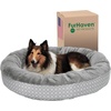 image:imageFurhaven 23 Round Donut Dog Bed for Indoor Cats amp Small Dogs Washable For Dogs Up to 20 lbs  Plush amp Diamond Print Donut Bed  Aqua SmallPlush  Diamond Print Gray