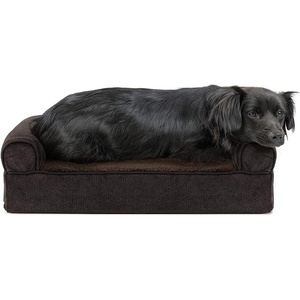 image:imageFurHaven Dog Bed Cover Replacement SofaStyle Design with Soft Breathable Fabric for Cozy Comfort Machine Washable Large Plush amp Velvet Granite GraySherpa  Chenille Coffee