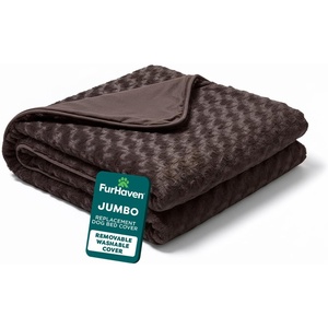 image:imageFurHaven Replacement Dog Bed Cover Contour Luxe Lounger Design Soft amp Breathable Fabric for Cozy Comfort Machine Washable Jumbo XL Ultra Plush Faux Fur amp Suede ChocolateUltra Plush Chocolate