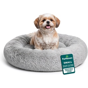 image:imageFurhaven 23 Round Calming Donut Dog Bed for Indoor Cats amp Small Dogs Washable For Dogs Up to 20 lbs  Shaggy Plush Long Faux Fur Donut Bed  Gray Small 230L x 230W x 90ThMist Gray