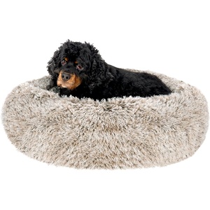 image:imageFurhaven 23 Round Calming Donut Dog Bed for Indoor Cats amp Small Dogs Washable For Dogs Up to 20 lbs  Shaggy Plush Long Faux Fur Donut Bed  Gray Small 230L x 230W x 90ThDriftwood