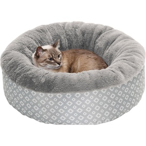 image:imageFurhaven 23 Round Donut Dog Bed for Indoor Cats amp Small Dogs Washable For Dogs Up to 20 lbs  Plush amp Diamond Print Donut Bed  Aqua SmallPlush  Diamond Print Gray