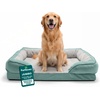 image:imageFurHaven Cooling Gel Dog Bed for Large Dogs Perfect Comfort Sofa Bed with Cool GelTop Foam with a Solid Orthopedic Foam Base for Joint Support Washable Cover Jumbo XL Plush amp Velvet Granite GrayCeladon Green