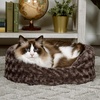 image:imageFurHaven Dog Bed for Small Dogs Oval Lounger with Soft Pillow Cushion Insert for Cozy Comfort Removable Washable Cover Small Faux Fur amp Suede GrayPeluche chocolate