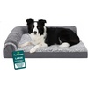 image:imageFurHaven Orthopedic Dog Bed for Large Dogs LShaped Chaise Mattress with Orthopedic Egg Crate amp Solid Orthopedic Foam Base for Joint Support Washable Cover Jumbo XL Faux Fur amp Suede Dark SageStone Gray