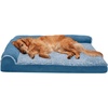 image:imageFurHaven Orthopedic Dog Bed for Large Dogs LShaped Chaise Mattress with Orthopedic Egg Crate amp Solid Orthopedic Foam Base for Joint Support Washable Cover Jumbo XL Faux Fur amp Suede Dark SageMarine Blue