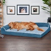 image:imageFurHaven Orthopedic Dog Bed for Large Dogs LShaped Chaise Mattress with Orthopedic Egg Crate amp Solid Orthopedic Foam Base for Joint Support Washable Cover Jumbo XL Faux Fur amp Suede Dark SageMarine Blue