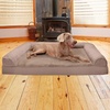 image:imageFurHaven Orthopedic Dog Bed for Large Dogs SofaStyle with Cool GelTop Foam with a Solid Orthopedic Foam Base for Joint Support Removable Washable Cover Jumbo XL Plush amp Suede GrayAlmondine