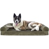 image:imageFurHaven Orthopedic Dog Bed for Large Dogs SofaStyle with Cool GelTop Foam with a Solid Orthopedic Foam Base for Joint Support Removable Washable Cover Jumbo XL Plush amp Suede GrayDark Sage