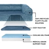 image:imageFurHaven Orthopedic Dog Bed for Large Dogs SofaStyle with Cool GelTop Foam with a Solid Orthopedic Foam Base for Joint Support Removable Washable Cover Jumbo XL Plush amp Suede GrayHarbor Blue