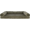 image:imageFurHaven Orthopedic Dog Bed for Large Dogs SofaStyle with Cool GelTop Foam with a Solid Orthopedic Foam Base for Joint Support Removable Washable Cover Jumbo XL Plush amp Suede GrayDark Sage