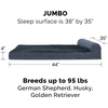 image:imageFurHaven Perfect Comfort Sofa Orthopedic Dog Bed for Large Dogs MemoryTop Foam with a Solid Orthopedic Foam Base for Joint Support Removable Washable Cover Jumbo XL Plush amp Velvet Granite GrayChaise  Quilted Fleece  Print Suede Dk Blue