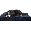 image:imageFurHaven Perfect Comfort Sofa Orthopedic Dog Bed for Large Dogs MemoryTop Foam with a Solid Orthopedic Foam Base for Joint Support Removable Washable Cover Jumbo XL Plush amp Velvet Granite GrayGoliath L Chaise  Faux Fur  Velvet Dk Blue