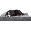 image:imageFurHaven Perfect Comfort Sofa Orthopedic Dog Bed for Large Dogs MemoryTop Foam with a Solid Orthopedic Foam Base for Joint Support Removable Washable Cover Jumbo XL Plush amp Velvet Granite GrayGoliath L Chaise  Faux Fur  Velvet Gray