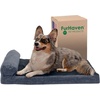 image:imageFurHaven Perfect Comfort Sofa Orthopedic Dog Bed for Large Dogs MemoryTop Foam with a Solid Orthopedic Foam Base for Joint Support Removable Washable Cover Jumbo XL Plush amp Velvet Granite GrayChaise  Quilted Fleece  Print Suede Dk Blue