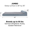 image:imageFurHaven Perfect Comfort Sofa Orthopedic Dog Bed for Large Dogs MemoryTop Foam with a Solid Orthopedic Foam Base for Joint Support Removable Washable Cover Jumbo XL Plush amp Velvet Granite GrayChaise  Quilted Fleece  Print Suede Titanium