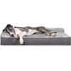 image:imageFurHaven Perfect Comfort Sofa Orthopedic Dog Bed for Large Dogs MemoryTop Foam with a Solid Orthopedic Foam Base for Joint Support Removable Washable Cover Jumbo XL Plush amp Velvet Granite GrayGoliath L Chaise  Faux Fur  Velvet Gray