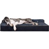 image:imageFurHaven Perfect Comfort Sofa Orthopedic Dog Bed for Large Dogs MemoryTop Foam with a Solid Orthopedic Foam Base for Joint Support Removable Washable Cover Jumbo XL Plush amp Velvet Granite GrayGoliath L Chaise  Faux Fur  Velvet Dk Blue