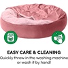 image:imageFurhaven 24 Round Calming Donut Dog Bed for Indoor Cats amp Small Dogs Washable For Dogs Up to 20 lbs  Plush Velvet Waves Hooded Donut Bed  Rose Pink SmallRose Pink