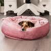 image:imageFurhaven 24 Round Calming Donut Dog Bed for Indoor Cats amp Small Dogs Washable For Dogs Up to 20 lbs  Plush Velvet Waves Hooded Donut Bed  Rose Pink SmallRose Pink