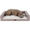 image:imageFurhaven Cooling Dog Sofa Bed  Memory Foam Couch with Bolsters Textured Plush amp WaterResistant Cover Washable Cover  Riverway JumboGreige