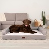 image:imageFurhaven Cooling Dog Sofa Bed  Memory Foam Couch with Bolsters Textured Plush amp WaterResistant Cover Washable Cover  Riverway JumboGreige