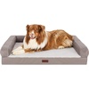 image:imageFurhaven Cooling Dog Sofa Bed  Memory Foam Couch with Bolsters Textured Plush amp WaterResistant Cover Washable Cover  Riverway JumboGreige