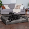 image:imageFurhaven Cooling Gel Dog Bed for Large Dogs w Removable Bolsters amp Washable Cover For Dogs Up to 95 lbs  Luxe Faux Fur amp Performance Linen Sofa  Charcoal JumboXLCharcoal