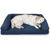 image:imageFurhaven Cooling Gel Dog Bed for Large Dogs w Removable Bolsters amp Washable Cover For Dogs Up to 95 lbs  Luxe Faux Fur amp Performance Linen Sofa  Charcoal JumboXLNavy Blue