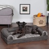 image:imageFurhaven Cooling Gel Dog Bed for Large Dogs w Removable Bolsters amp Washable Cover For Dogs Up to 95 lbs  Luxe Faux Fur amp Performance Linen Sofa  Charcoal JumboXLCharcoal