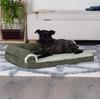 image:imageFurhaven Cooling Gel Dog Bed for Large Dogs w Removable Bolsters amp Washable Cover For Dogs Up to 95 lbs  Pinsonic Quilted Paw L Shaped Chaise  Titanium JumboXLTwoTone Faux Fur  Suede Dark Sage