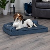 image:imageFurhaven Cooling Gel Dog Bed for Large Dogs w Removable Bolsters amp Washable Cover For Dogs Up to 95 lbs  Pinsonic Quilted Paw L Shaped Chaise  Titanium JumboXLPlush  Almond Print Blue Almonds