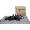 image:imageFurhaven Cooling Gel Dog Bed for Large Dogs w Removable Bolsters amp Washable Cover For Dogs Up to 95 lbs  Pinsonic Quilted Paw L Shaped Chaise  Titanium JumboXLPlush  Almond Print Gray Almonds