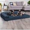 image:imageFurhaven Cooling Gel Dog Bed for Large Dogs w Removable Bolsters amp Washable Cover For Dogs Up to 95 lbs  Pinsonic Quilted Paw L Shaped Chaise  Titanium JumboXLPlush  Almond Print Blue Almonds