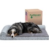 image:imageFurhaven Cooling Gel Dog Bed for Large Dogs w Removable Bolsters amp Washable Cover For Dogs Up to 95 lbs  Pinsonic Quilted Paw L Shaped Chaise  Titanium JumboXLPlush  Almond Print Gray Almonds