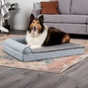 image:imageFurhaven Cooling Gel Dog Bed for Large Dogs w Removable Bolsters amp Washable Cover For Dogs Up to 95 lbs  Pinsonic Quilted Paw L Shaped Chaise  Titanium JumboXLPlush  Almond Print Gray Almonds