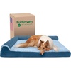 image:imageFurhaven Cooling Gel Dog Bed for Large Dogs w Removable Bolsters amp Washable Cover For Dogs Up to 95 lbs  Pinsonic Quilted Paw L Shaped Chaise  Titanium JumboXLTwoTone Faux Fur  Suede Marine Blue