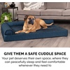 image:imageFurhaven Cooling Gel Dog Bed for Large Dogs w Removable Bolsters amp Washable Cover For Dogs Up to 95 lbs  Pinsonic Quilted Paw L Shaped Chaise  Titanium JumboXLPlush  Almond Print Blue Almonds