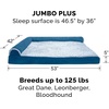 image:imageFurhaven Cooling Gel Dog Bed for Large Dogs w Removable Bolsters amp Washable Cover For Dogs Up to 95 lbs  Pinsonic Quilted Paw L Shaped Chaise  Titanium JumboXLTwoTone Faux Fur  Suede Marine Blue