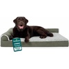 image:imageFurhaven Cooling Gel Dog Bed for Large Dogs w Removable Bolsters amp Washable Cover For Dogs Up to 95 lbs  Pinsonic Quilted Paw L Shaped Chaise  Titanium JumboXLTwoTone Faux Fur  Suede Dark Sage